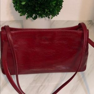 Monsac red leather shoulder bag